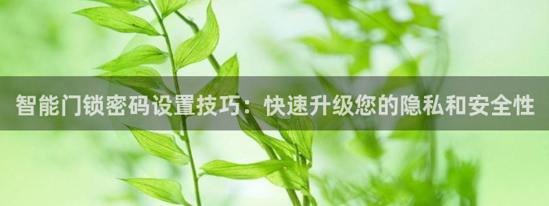 开丰娱乐官网最新消息：智能门锁密码设置技巧：快速升级您的隐私