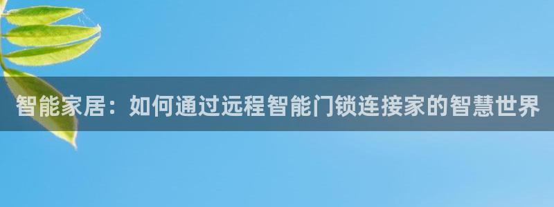 开丰娱乐巾67五壹叁八：智能家居：如何通过远程智能门锁连接家